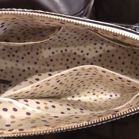 KATE SPADE Wellesley Street Black & Ivory Leather Dome Shaped Top Handle Bag - Picture 12 of 16